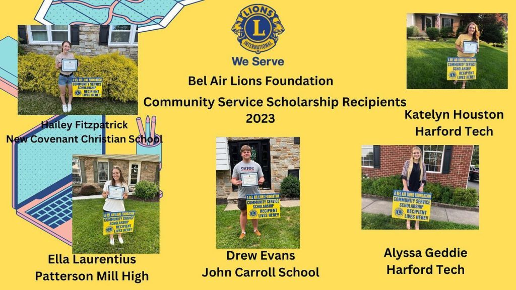 Bel Air Lions Announce their 2023 Community Service Scholarship Recipients!